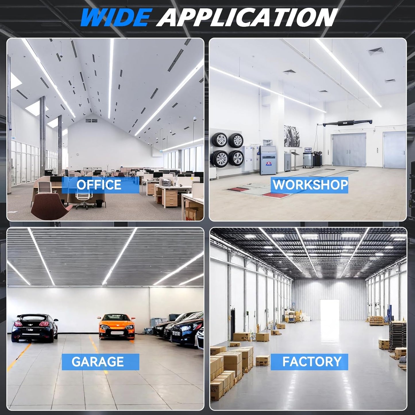 20Pack 8Ft LED Shop Light Fixture, 100W Integrated LED Tube Light,15500LM, 6500K, Clear Cover,6 Rows V Shape 270 Degree T8 LED Lighting for Garage Warehouse Workshop Basement