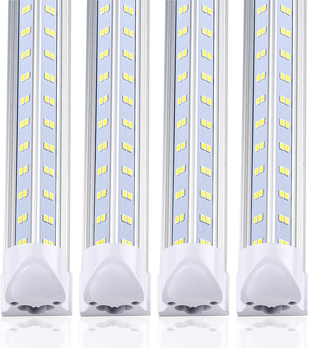 20Pack 8Ft LED Shop Light Fixture, 100W Integrated LED Tube Light,15500LM, 6500K, Clear Cover,6 Rows V Shape 270 Degree T8 LED Lighting for Garage Warehouse Workshop Basement