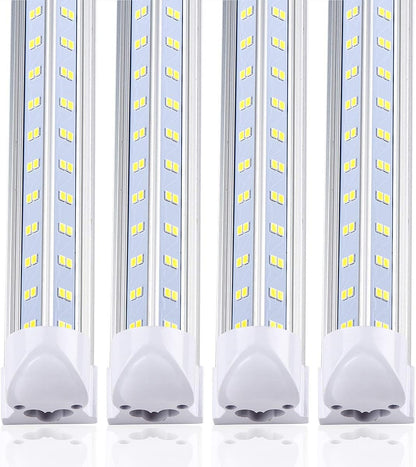20Pack 8Ft LED Shop Light Fixture, 100W Integrated LED Tube Light,15500LM, 6500K, Clear Cover,6 Rows V Shape 270 Degree T8 LED Lighting for Garage Warehouse Workshop Basement