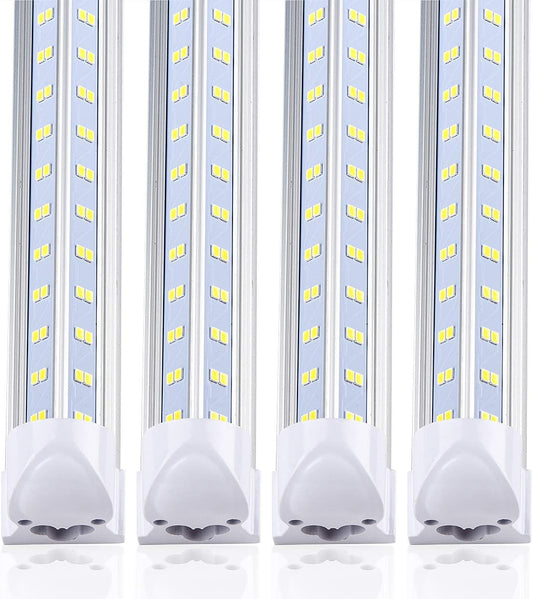 20Pack 8Ft LED Shop Light Fixture, 100W Integrated LED Tube Light,15500LM, 6500K, Clear Cover,6 Rows V Shape 270 Degree T8 LED Lighting for Garage Warehouse Workshop Basement