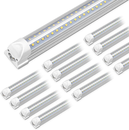 20Pack 8Ft LED Shop Light Fixture,90W 10000 Lumens 5000K Daylight White, Clear Cover,V Shape T8 Integrated 8 Foot Led Tube Light for Cooler,Garage,Warehouse