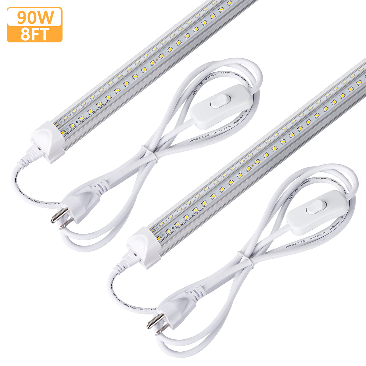 4 Pack 4ft LED Shop Light, 40W 6000 Lumens, 6500K Cool White, Linkable Integrated Tube Lights for Garage, Warehouse, and Workshop Lighting
