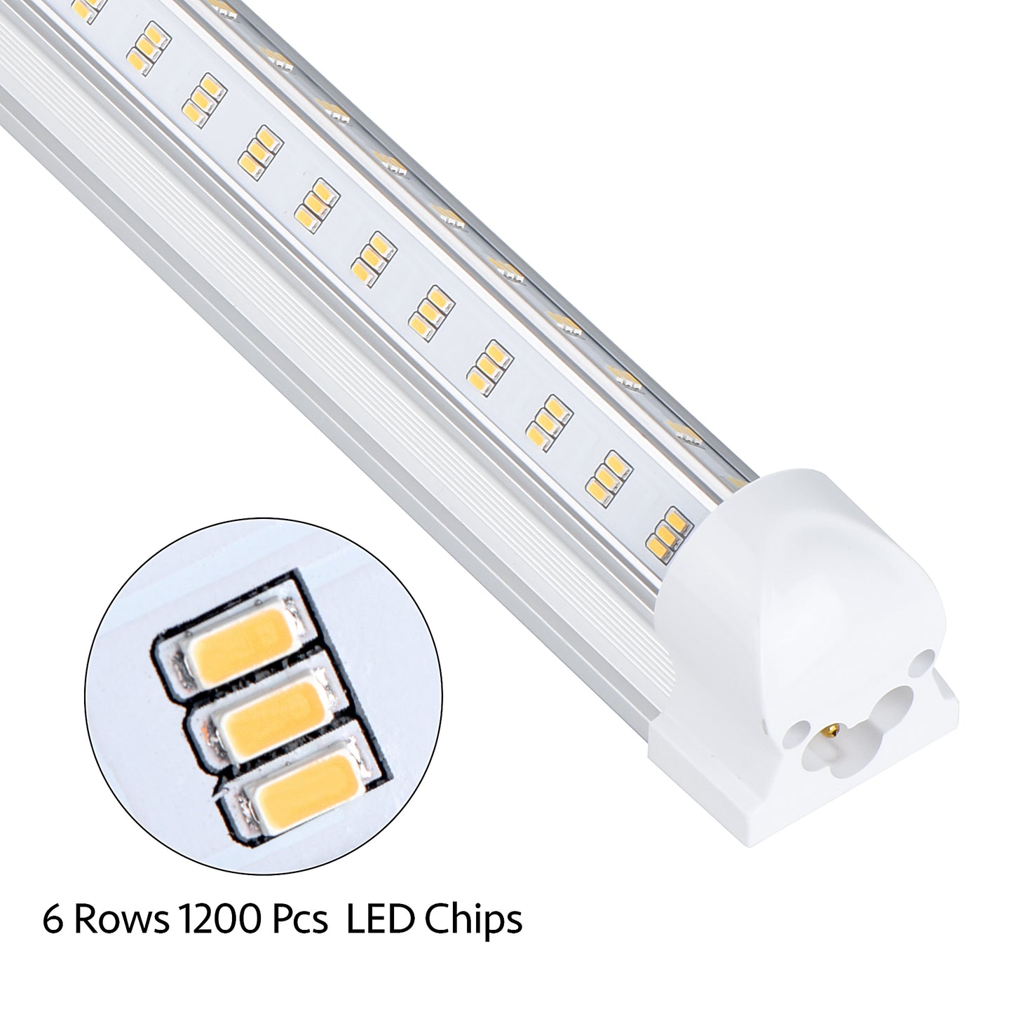 8Ft LED Tube Light ,100W Integrated 6 Rows V Shape Clear Cover,15500LM, 6500K,  for Garage Warehouse Workshop Basement（10Pack ）