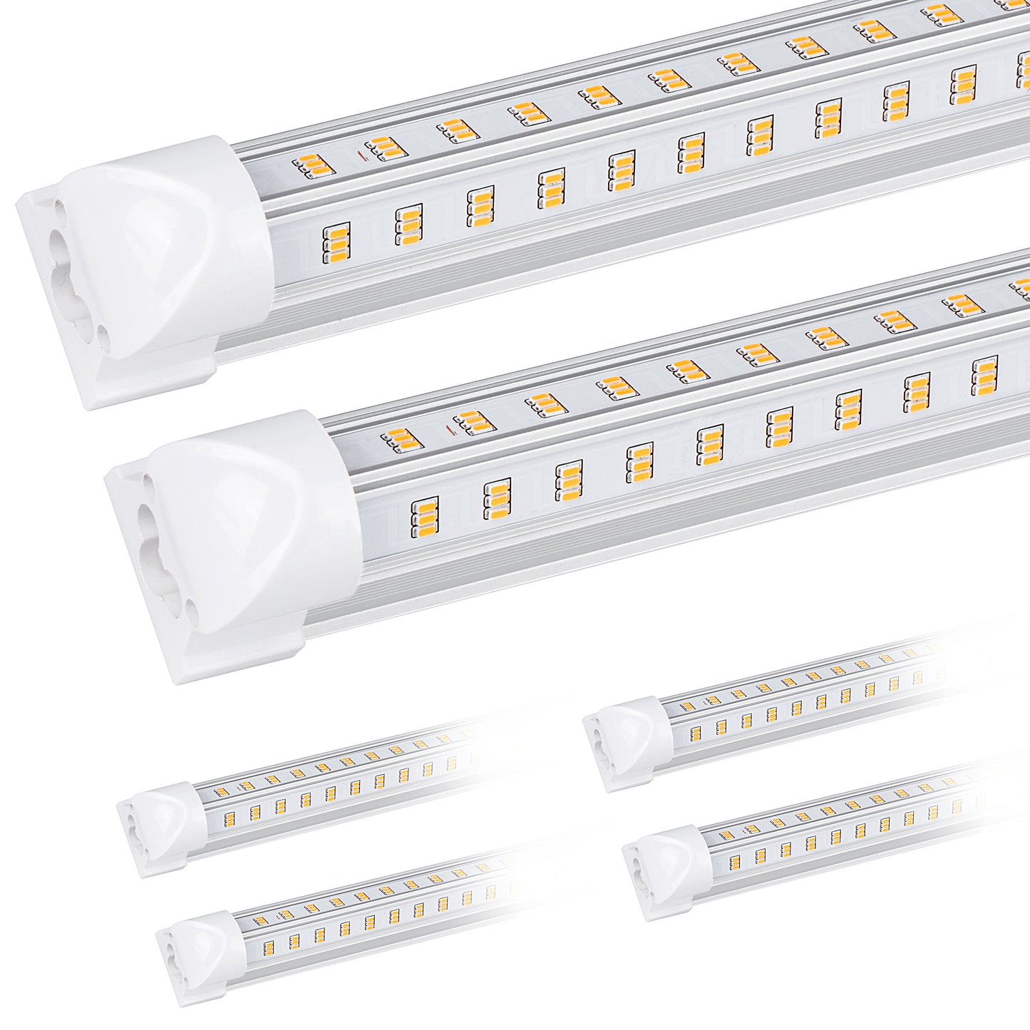 8Ft LED Tube Light ,100W Integrated 6 Rows V Shape Clear Cover,15500LM, 6500K,  for Garage Warehouse Workshop Basement（10Pack ）