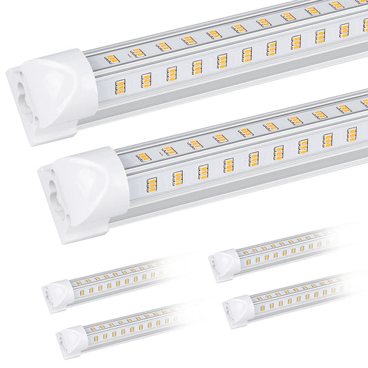 8Ft LED Tube Light ,100W Integrated 6 Rows V Shape Clear Cover,15500LM, 6500K,  for Garage Warehouse Workshop Basement（10Pack ）