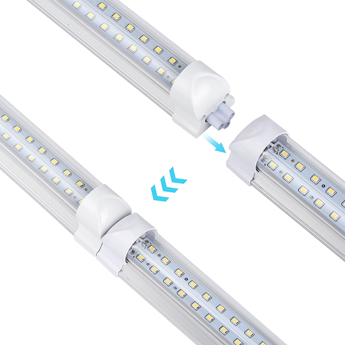 4FT LED Shop Light Fixture T8 40W 6500K 6000LM  Clear Cover  V Shape Tube（12 Pack ）