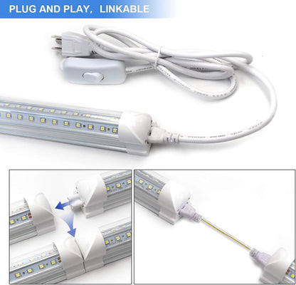 20Pack 8Ft LED Shop Light Fixture,90W 10000 Lumens 5000K Daylight White, Clear Cover,V Shape T8 Integrated 8 Foot Led Tube Light for Cooler,Garage,Warehouse