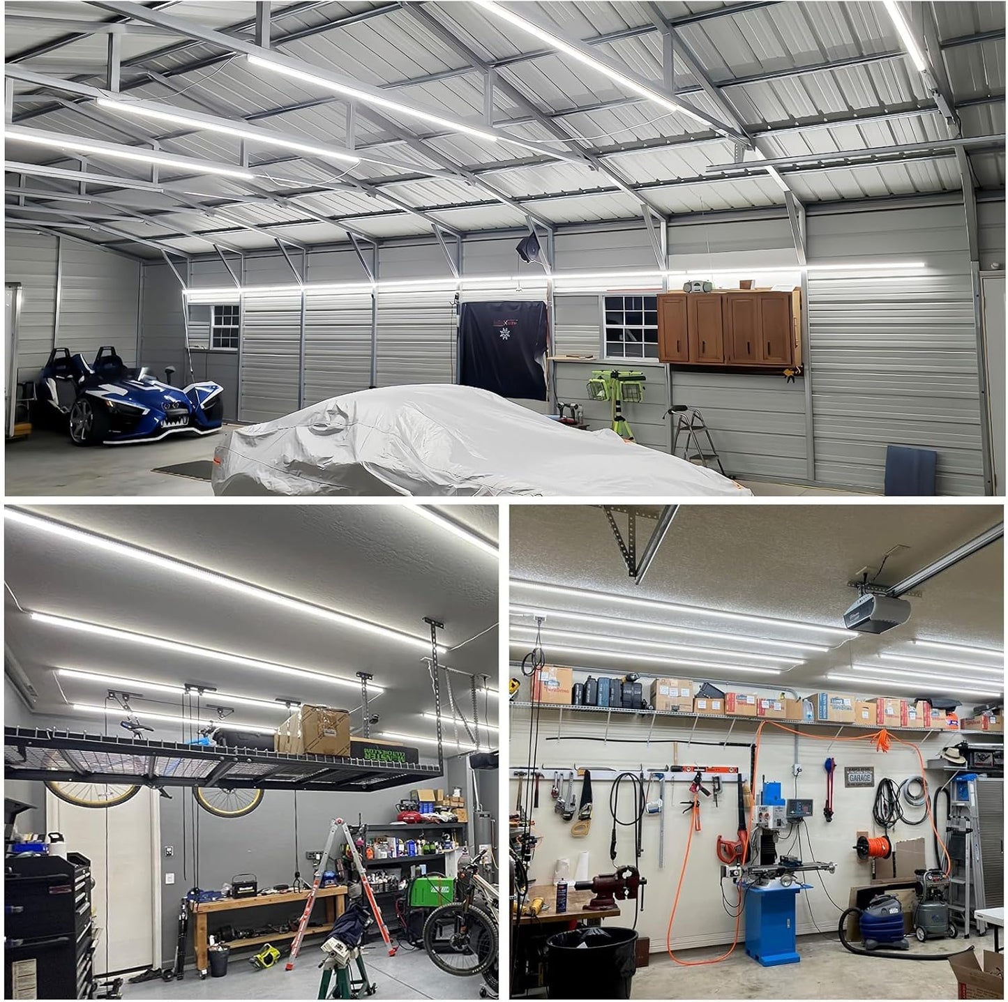 20Pack 8ft LED Shop Light, 90W 10000 Lumens, 6500K Cool White, Linkable LED Tube Lights for Garage, Warehouse