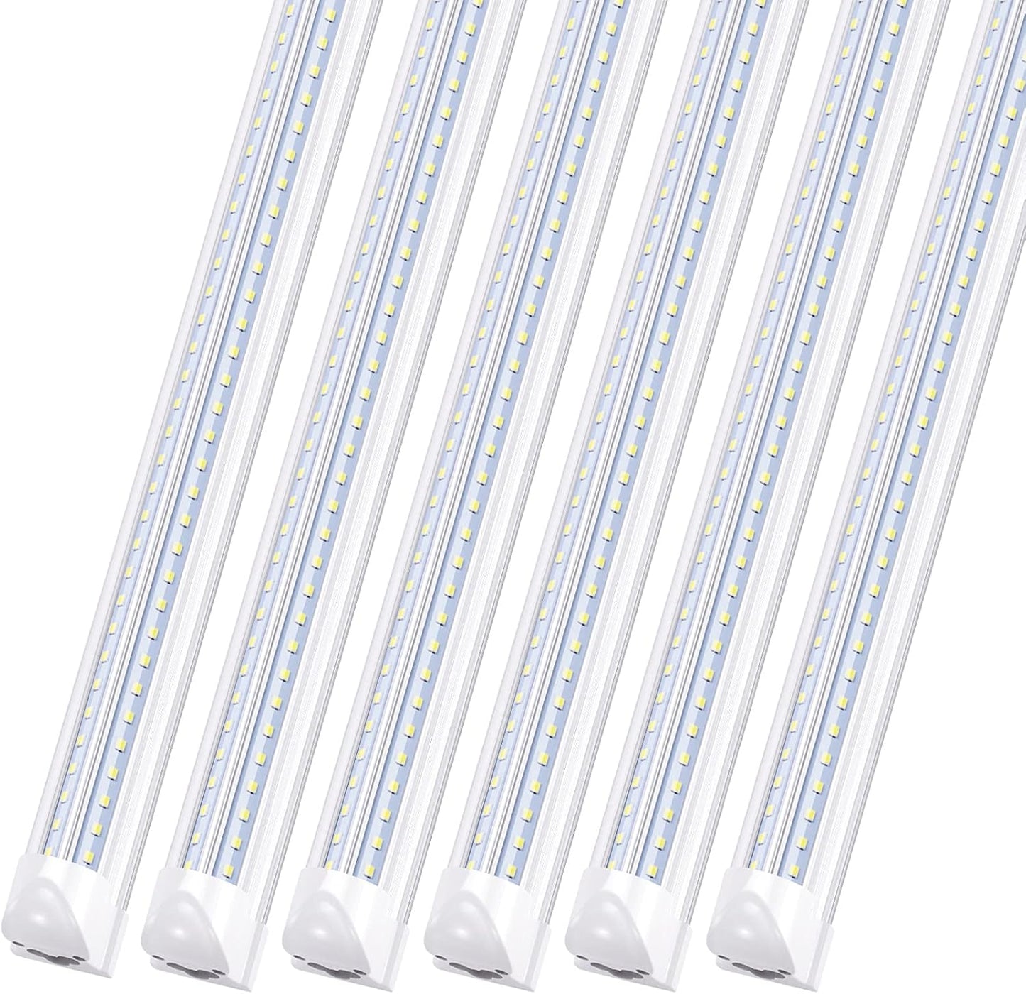 10Pack 8Ft LED Shop Light Fixture,90W 10000 Lumens 5000K Daylight White, Clear Cover,V Shape T8 Integrated 8 Foot Led Tube Light for Cooler,Garage,Warehouse