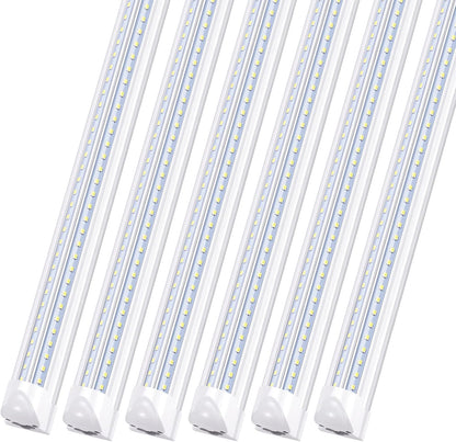 10Pack 8Ft LED Shop Light Fixture,90W 10000 Lumens 5000K Daylight White, Clear Cover,V Shape T8 Integrated 8 Foot Led Tube Light for Cooler,Garage,Warehouse