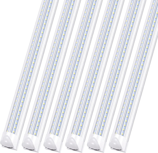 10Pack 8Ft LED Shop Light Fixture,90W 10000 Lumens 5000K Daylight White, Clear Cover,V Shape T8 Integrated 8 Foot Led Tube Light for Cooler,Garage,Warehouse