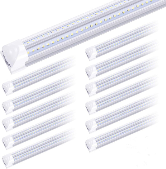 4FT LED Shop Light Fixture T8 40W 6500K 6000LM  Clear Cover  V Shape Tube（12 Pack ）